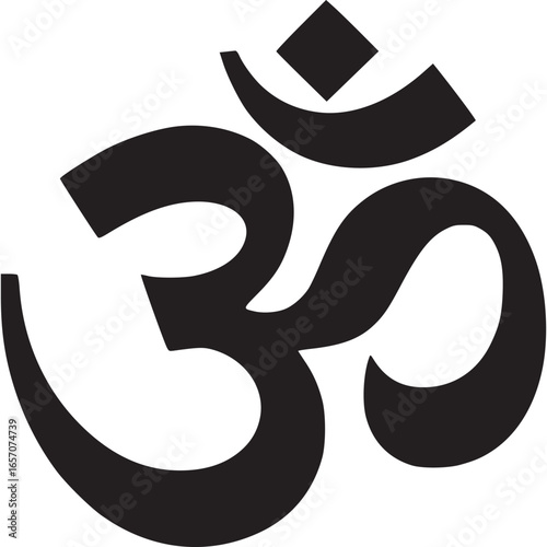 Simple om symbol illustration isolated on white background, perfect for yogathemed designs and spiritual projects, minimalist and elegant style