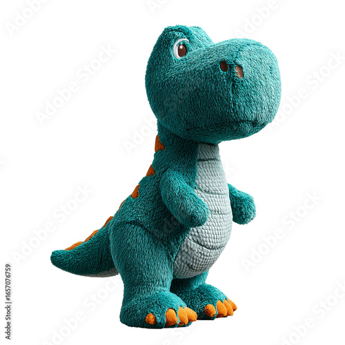 cute plush t-rex dinosaur toy standing upright
