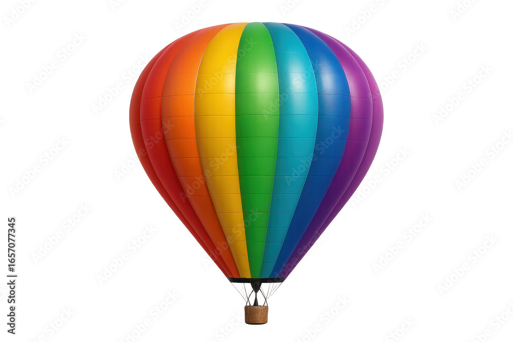 Naklejka premium Colorful hot air balloon flying with transparent background