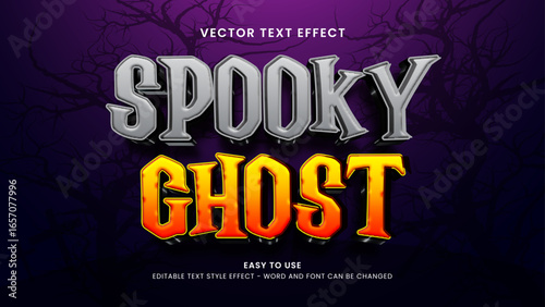 editable text effect spooky ghost 3d style premium vector 