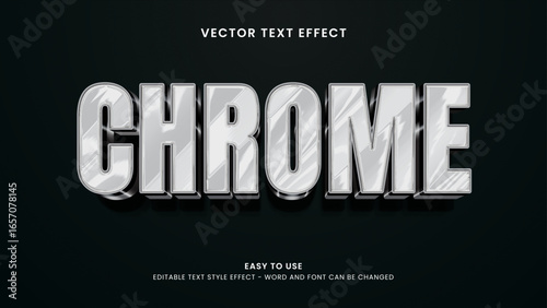 editable text effect chrome 3d style premium vector 
