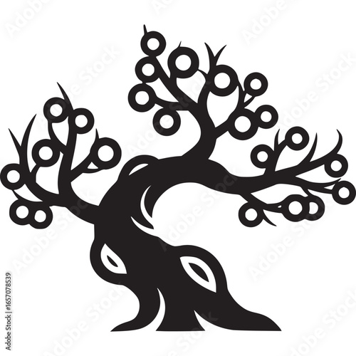 Elegant bonsai tree with intricate branches isolated on white background, a symbol of zen and nature, perfect for garden designs and artistic artwork