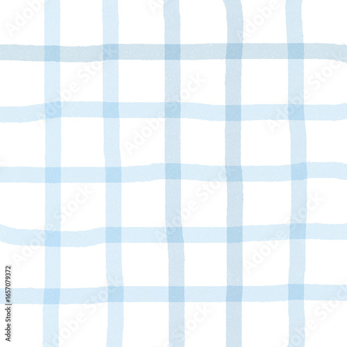 Blue White Plaid Gingham Madras Check Hand Drawn Background Pattern Overlay
