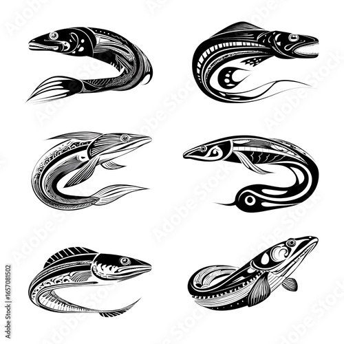 tribal eel vector design for tattoo or ethnic artwork
