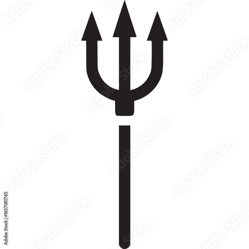 Minimalist vector illustration of a trident, isolated on white background