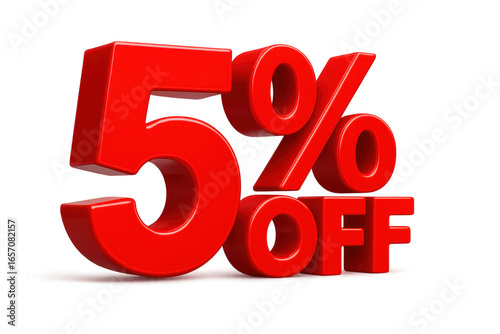3d rendering five percent off discount with transparent background