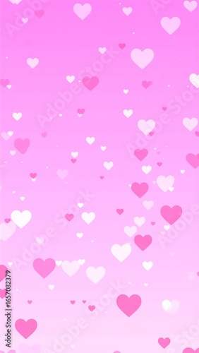 Pink hearts falling on gradient