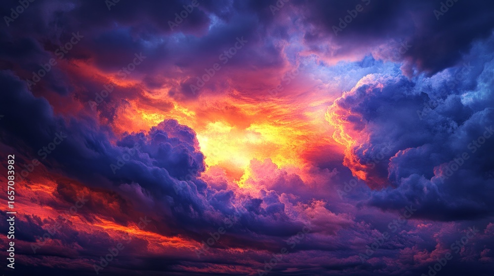 Fototapeta premium big colorful clouds, bright colors generative ai
