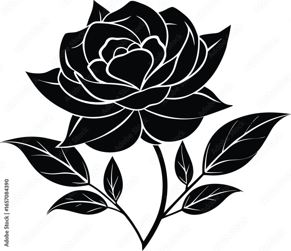 Fototapeta premium Modern Floral Outline Silhouette