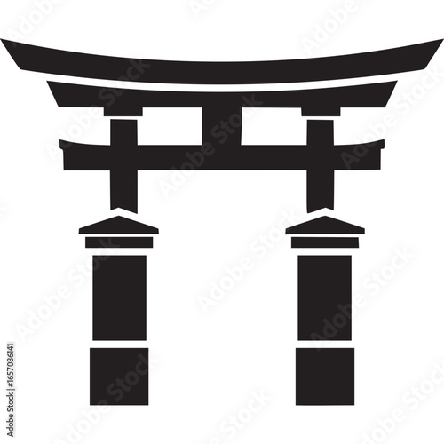 Torii gate isolated on white background, a traditional japanese architecture and symbol of shinto religion, vector illustration