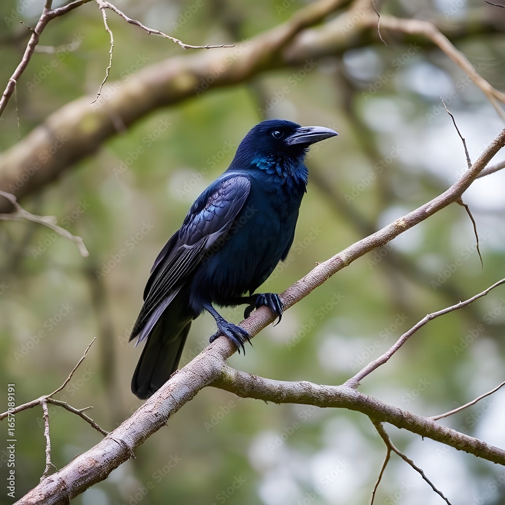 Obraz premium A raven on a tree branch.