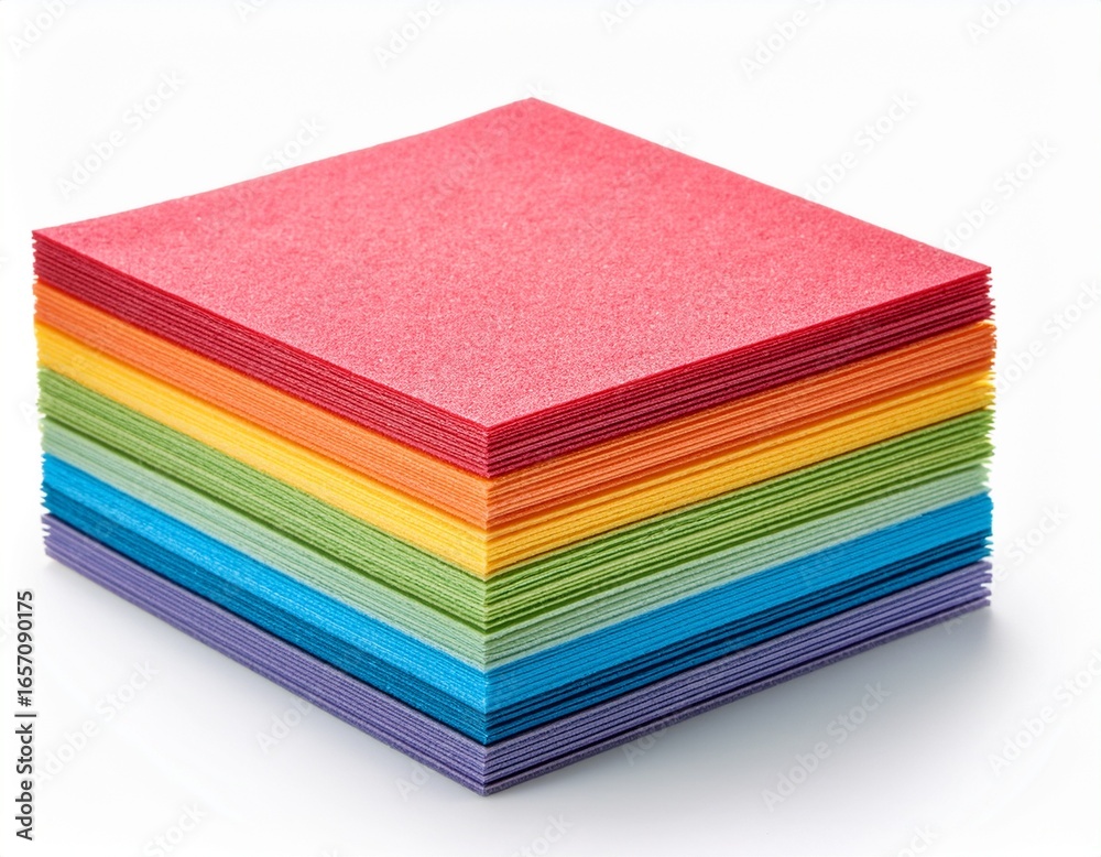 Fototapeta premium stack of colorful foam sheets on perfect for crafts school projects isolated on white background