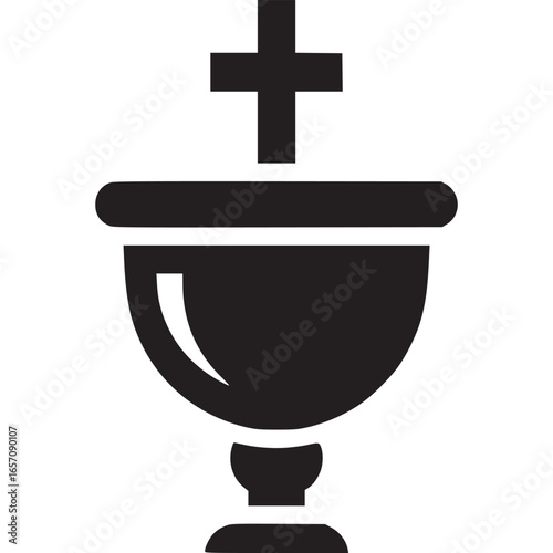 Chalice with cross isolated on white background, a symbol of christianity and faith, representing the holy communion and the blood of christ