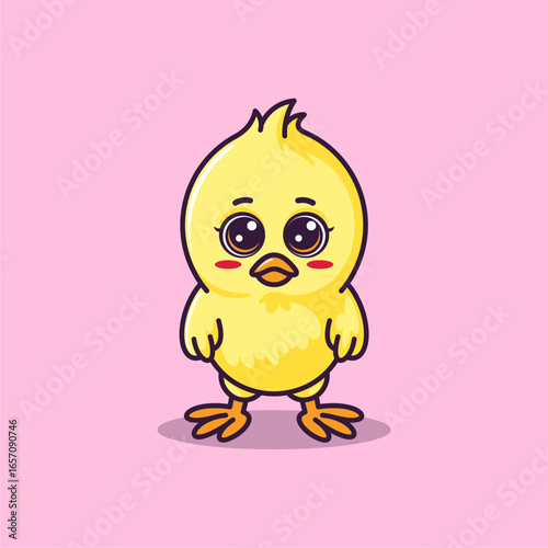 cute cartoon chicken in doodle style