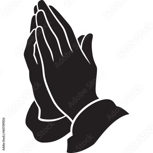 Praying hands isolated on white background, symbolizing faith, spirituality, and devotion in a minimalist and respectful design