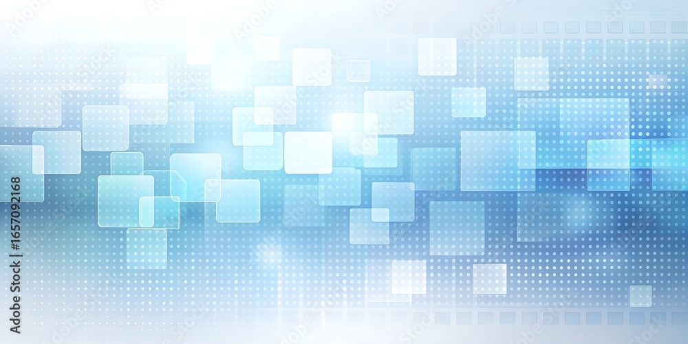 © Nadia01 - Abstract technological background with glowing blue and white squares and a digital grid pattern, representing concepts of data, network, and future technology with a clean, bright aesthetic © Nadia01 - Abstract technological background with glowing blue and white squares and a digital grid pattern, representing concepts of data, network, and future technology with a clean, bright aesthetic