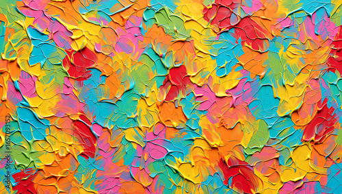 Vibrant multicolored impasto abstract painting background design