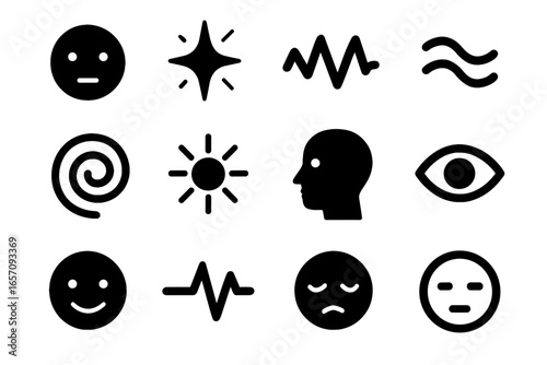 Face profile happy emotional stressed anxious icon vector icons curious grid peaceful