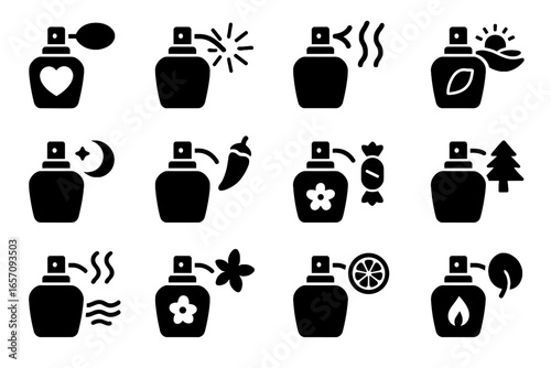 Perfume vector memory joy mood virtual burst night cozy icon woody alert