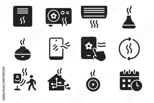 Auto home projector panel digital orb scent sensor aroma smart icon vector