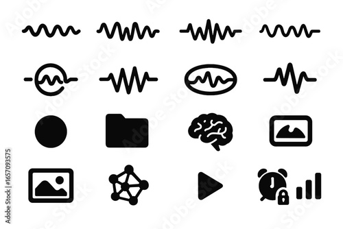 Peak recorder vector signal icon icons spikes memory dream theta burst lines