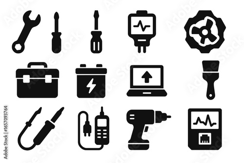 Icon hive tester vector firmware toolbox battery scanner tools cleaning analyzer soldering