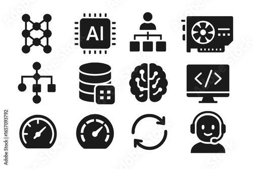 Chip icon dataset vector storage components ai gauge meter gpu loop network