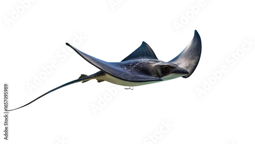An eagle ray swimming gracefully in the ocean, isolated on transparent background