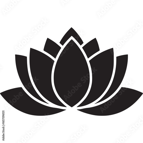 Lotus flower icon isolated on white background, a symbol of purity, enlightenment, and rebirth in various cultures and spiritual traditions