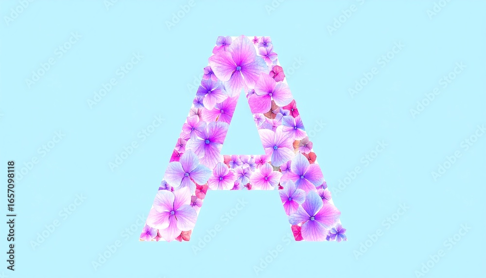 Floral Letter A with Pink Flowers. Floral Letter A with Pink Flowers.