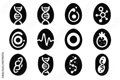 Genetic vector bioengineering array biotechnological organism orb data protein icon dna biotech