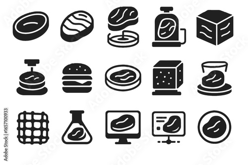 Dish steak synthetic lab icon icons protein vector petri cultured meat culture