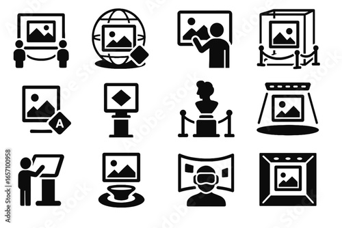 Gallery virtual touchscreen icons futuristic panel vector art frame led info icon