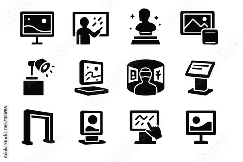 Icon virtual canvas panel vr digital exhibition painting smart icons art vector