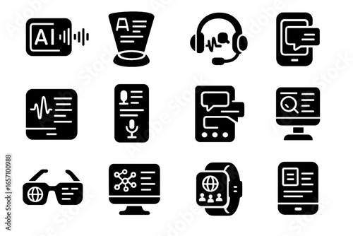 Reality futuristic augmented translation engine language translator icons vector icon chat interface