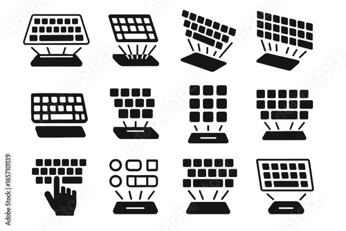 Pad smart vector interface wireless floating holographic augmented digital icon keyboard typing