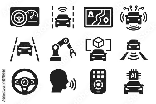Smart robotic icon augmented vehicle integration steering voice ai route arm vector