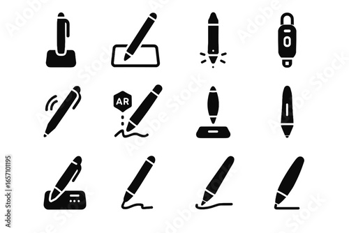 Tip reality ergonomic vector augmented pen stylus smart icon sketch futuristic