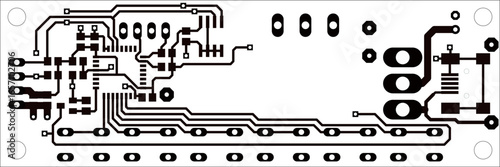 Tracing conductors of printed circuit board
of electronic device. Vector engineering 
drawing of pcb design. Electric background.
Computer technic cad design.