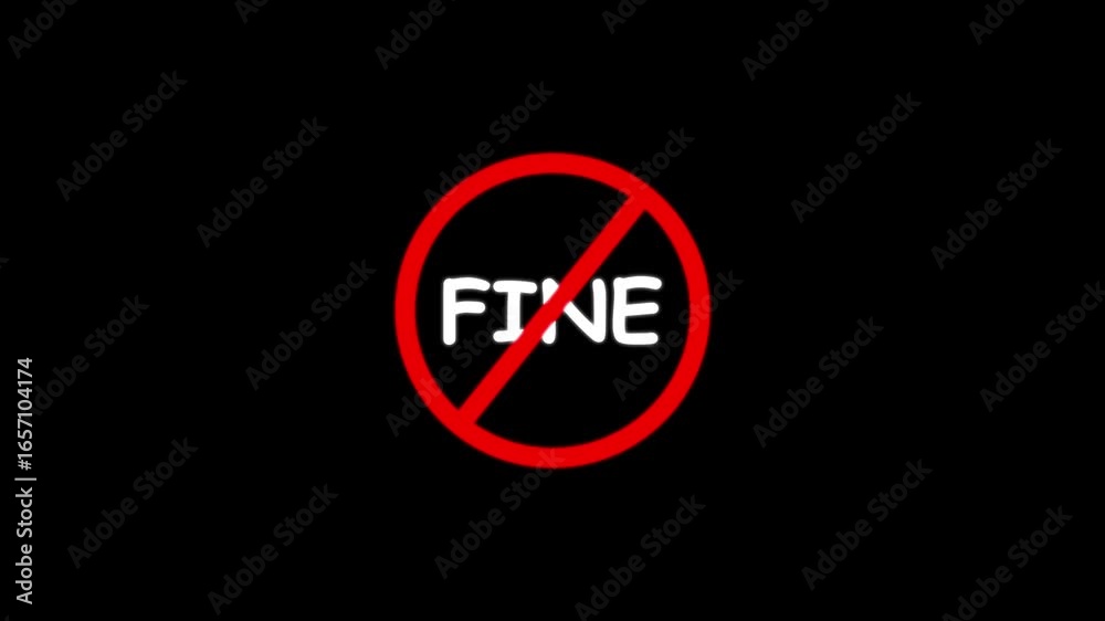 Fine prohibition sign animation. black background .Caution warning symbol, alert, error sign, 4K motion animation Fine prohibition sign animation. black background .Caution warning symbol, alert, error sign, 4K motion animation