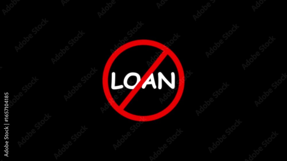 loan prohibition sign animation black background .Caution warning symbol, alert, error sign, 4K motion animation loan prohibition sign animation black background .Caution warning symbol, alert, error sign, 4K motion animation