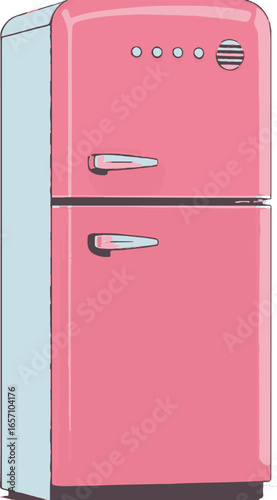 retro refrigerator isolated on white