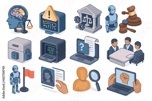 Icon unequal digital needed review data vector transparency biased icons ethical ai