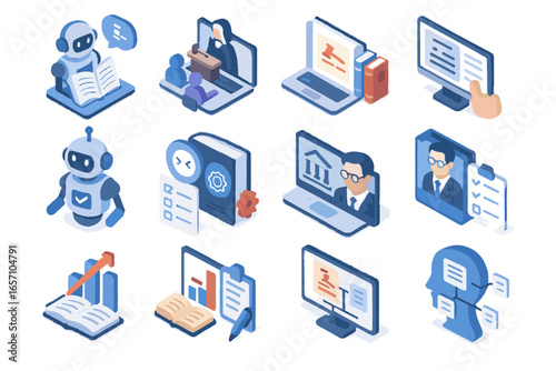 Legal vector icon virtual exam recommender progress academic ai case court