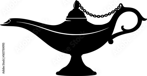 Silhouette of a Magic Lamp Against a White Background, Arabian Nights vector illustration