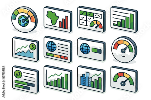 Regional climate national dial investment progress treaty icon icons dashboard vector bar