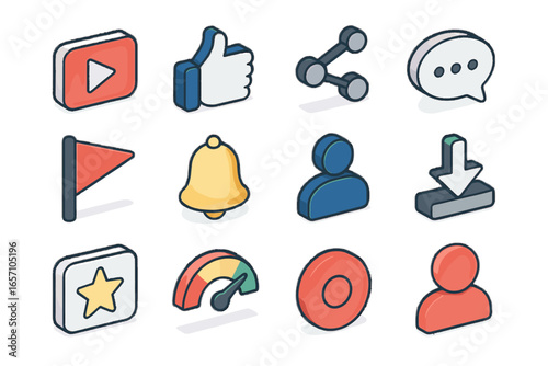 Like play icon content icons stream interaction digital avatar watchlist meter vector