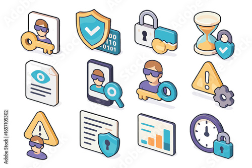 Vector encryption data icon biometric payment security timer secure ar timeout settings