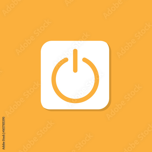 Power off icon. Orange pause button symbol vector.