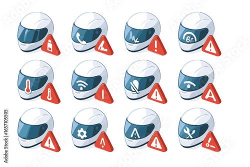 Alert needed gps warning helmet maintenance incoming icon mute vector smart collision